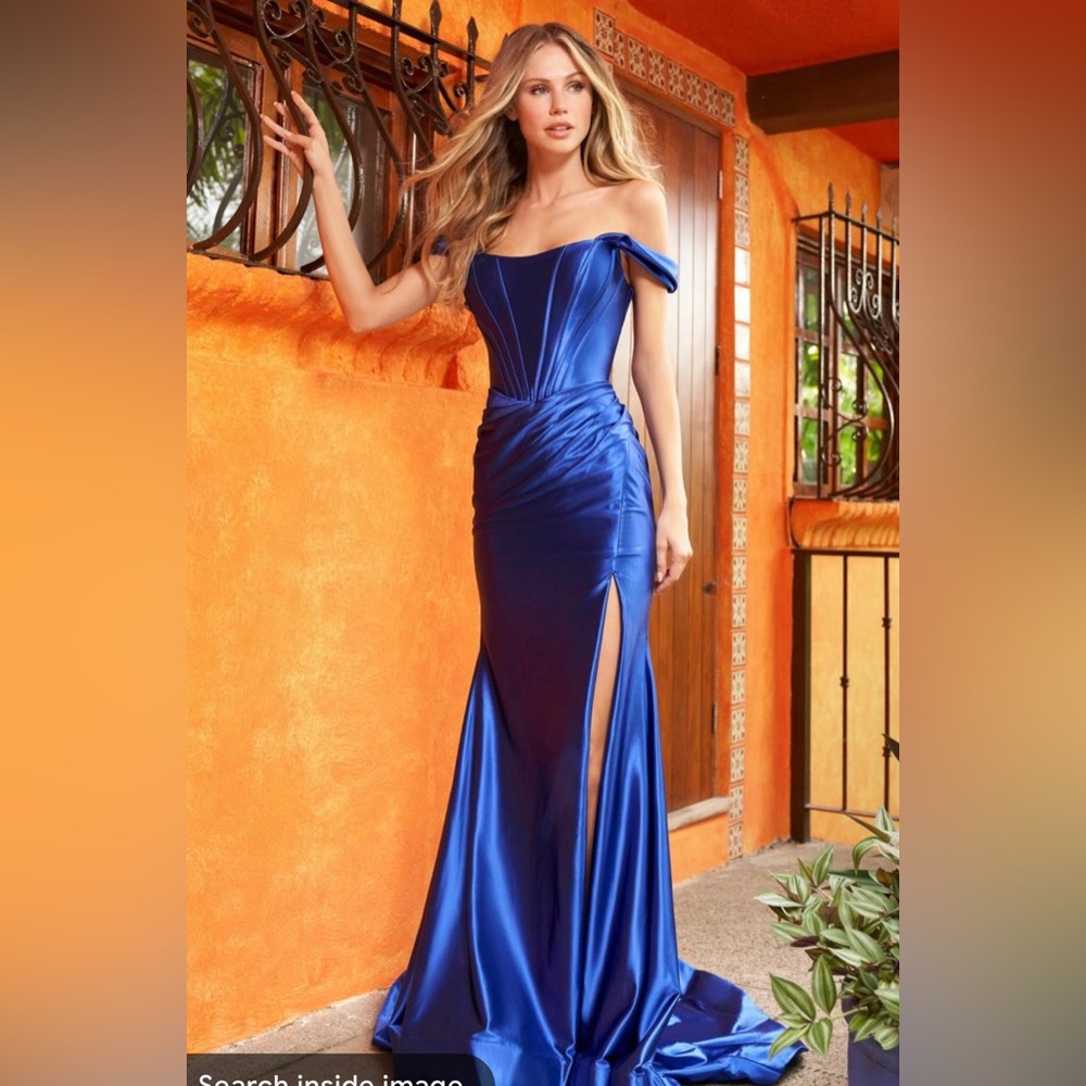 Beautiful royal blue satin Sherri hill prom dress.